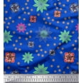 thumbnail image 1 of Soimoi Poly Georgette Fabric Colorful Flowers Clip Art Printed Fabric 1 Yard 52 Inch Wide, 1 of 3