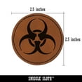 thumbnail image 2 of Biohazard Symbol 2.5" Faux Leather Round Engraved Iron-On Patch - Brown, 2 of 6