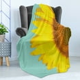 thumbnail image 4 of Sunflower Soft Flannel Fleece Throw Blanket, Summer Flower Photo with Close up View Half Petal Print, Cozy Plush for Indoor and Outdoor Use, 50" x 70", Mustard Dark Orange, by Ambesonne, 4 of 5