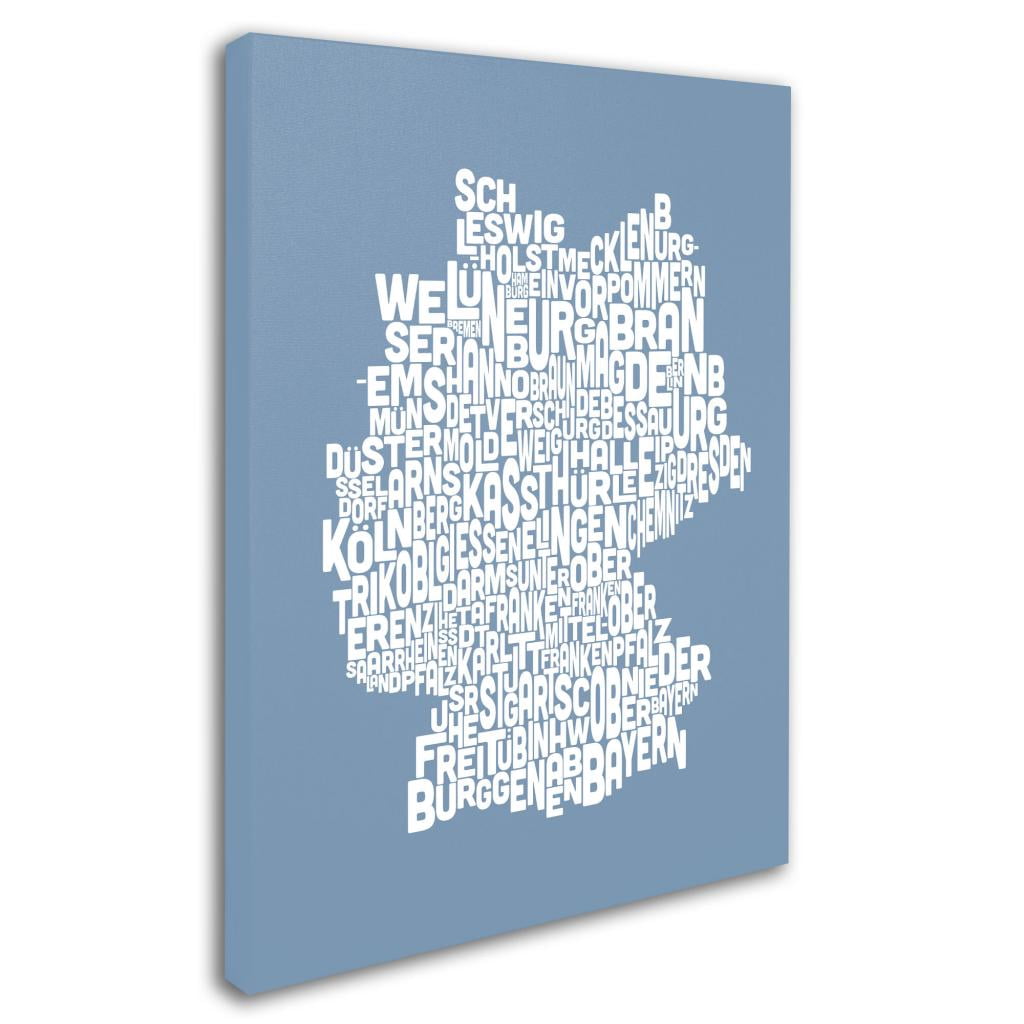 Trademark Art 'STEEL-Germany Regions Map' Canvas Art by Michael Tompsett
