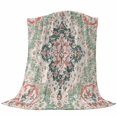 thumbnail image 6 of Green Pink Boho Floral Blanket Soft Cozy Warm Throw Blanket for Couch, Plush Fuzzy Flannel Fleece Blankets for Sofa, Southwestern Ethnic Flowers Retro Bed Blankets Lightweight Gifts for Men, 50"x80", 6 of 9