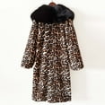 thumbnail image 4 of FNFYFH Women's Lapel Faux Fur Coat Long Leopard Print Fleece Jackets Long Sleeve Winter Warm Shaggy Jacket, 4 of 9