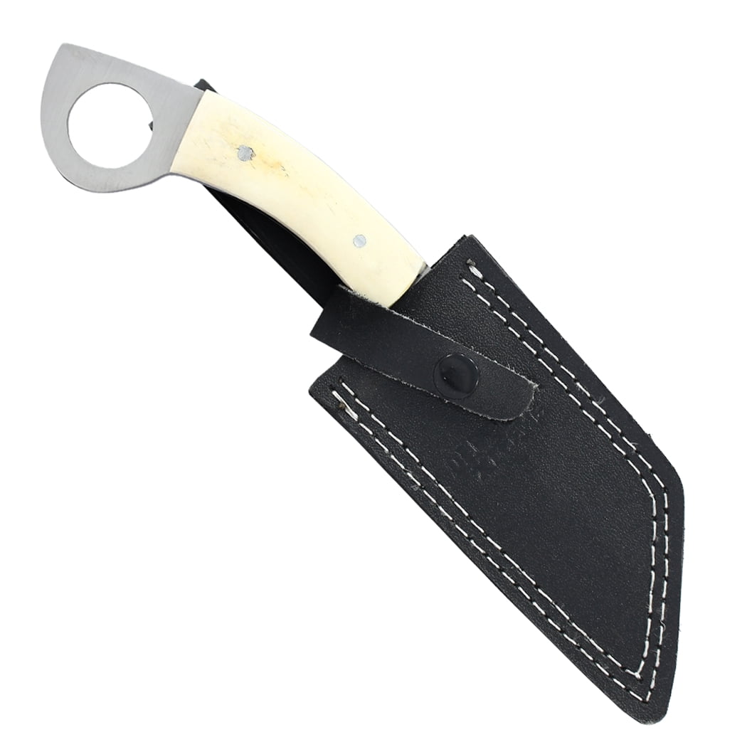 Defender-Xtreme 9" Bone Handle Stainless Steel Blade Hunting Knife With Leather Sheath