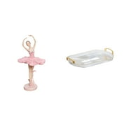 CoudarTitie Ballerina Figurine Resin Girl Sculpture Jewelry Storage Tray Novelty Souvenir Organizer for Office Study Room Bookshelf Bedroom Countertop