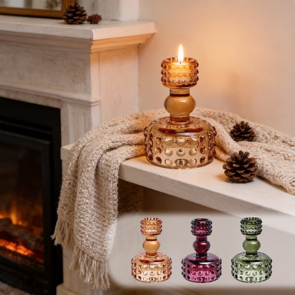 Glass Crystal Candlestick Holder for Taper or Tealight Candles, Clear Decorative Candle Stand for Living Room or Dining Room Table Centerpiece