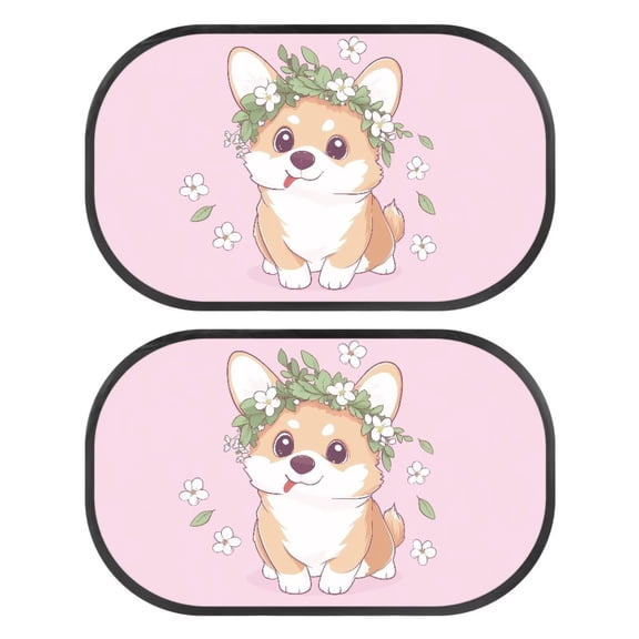 JOAIFO Corgi Car Window Shade for Baby, 2 Pieces Dog Car Sun Shade Side Window, 20.47"x12.59" Can Blocks 99.98% UVR, Glare Shield Protection