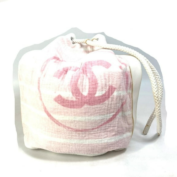 Pre-Owned Chanel beach bag shoulder drawstring bag Shoulder Bag pink White (Good)