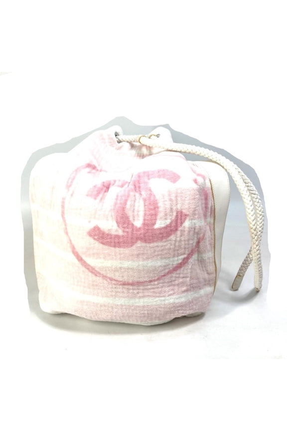 Pre-Owned Chanel beach bag shoulder drawstring bag Shoulder Bag pink White (Good)