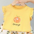 thumbnail image 5 of TOWED22 Infant Baby Girl Clothes 2 Piece Graphic Print Ruffle Sleeve Top Tank and High Waist Shorts Set Summer Outfits Soft Everyday Clothing(Yellow,3-4 Y), 5 of 6