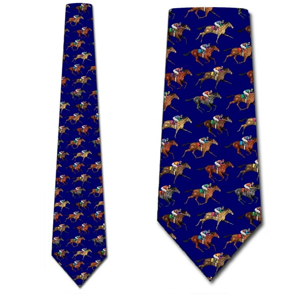 Horse Racing Ties Mens Horse Royal Blue Jockey Necktie by Three Rooker
