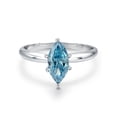 thumbnail image 2 of Gem Stone King 14K White Gold IGI Certified Lab Grown Diamond Solitaire Engagement Ring for Women | 1.02 Ct Marquise Cut | Fancy Vivid Blue Color | VS2 Clarity | Available in Size 5, 6, 7, 8, 9, 2 of 6
