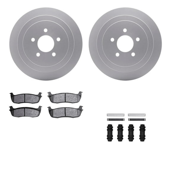Dynamic Friction Company Rear Geospec Brake Rotors with Ultimate Duty Performance Brake Pads includes Hardware 4412-55001