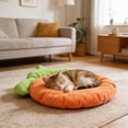 thumbnail image 5 of Kuroiy Round Carrot Shape Pet Bed Mat | Soft Flannel Indoor Cushion for Small Dogs Kittens | Warm Cozy Lint-Resistant Pad | 55x43cm Orange | Easter Gift Decor Durable Easy Care, 5 of 6