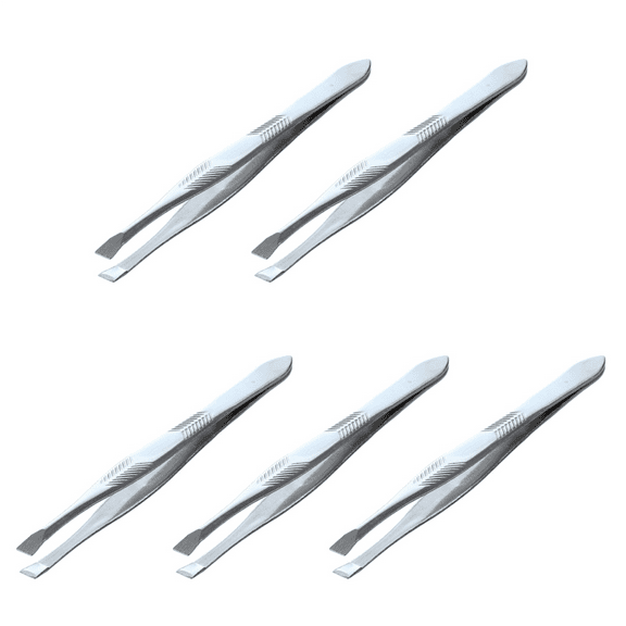 5X Silver Tone Stainless Steel 3.5 Inch Length Tweezer for Eyebrow