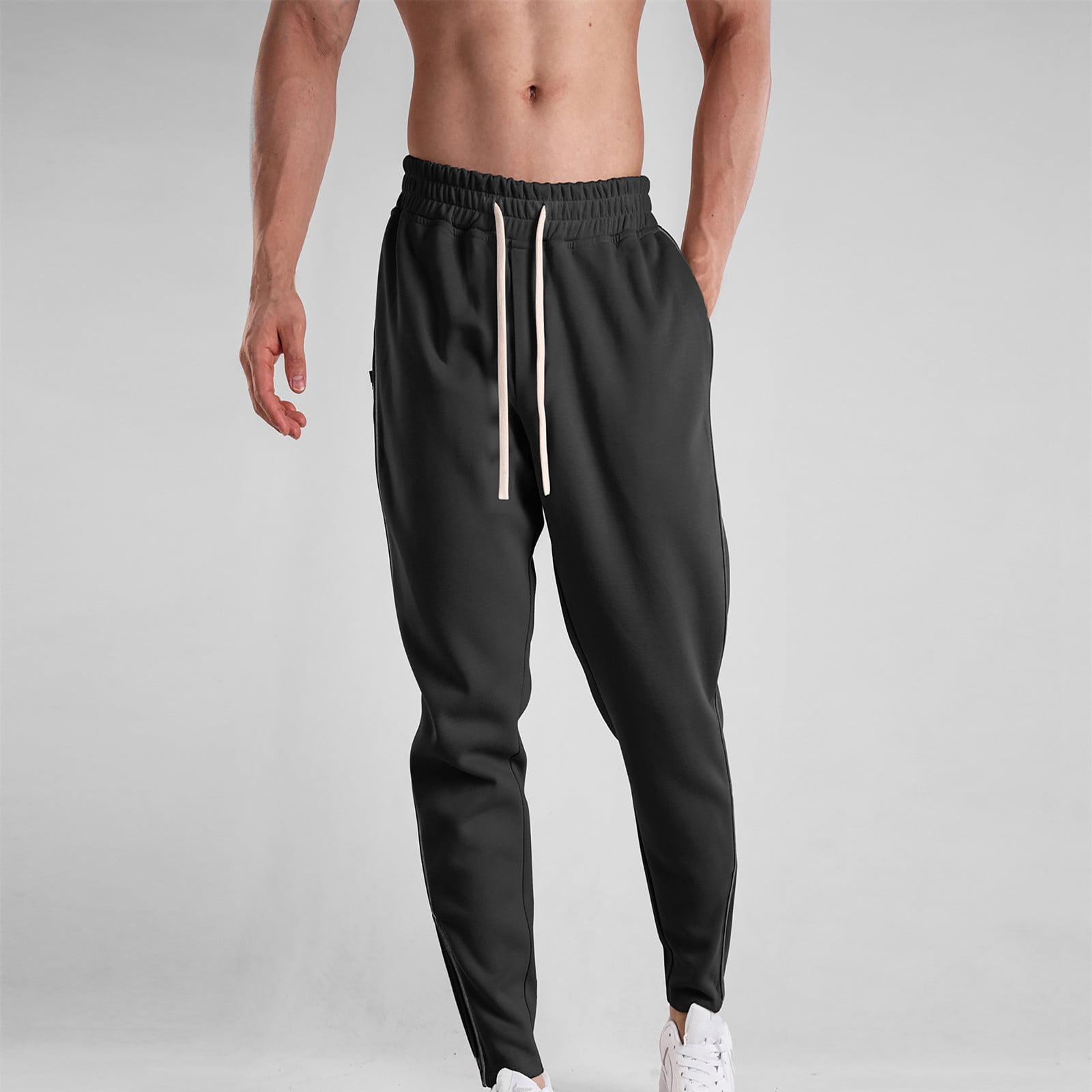 Htigea Clearance 2024 Cinch Bottom Sweatpants for Men Drawstring Joggers Comfort Soft Cotton Jogging Long Pants Elastic Waistband Athletic Running Workout Pants M-3XL