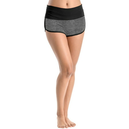 Women's Yoga Fold Over Waist Gym Run Sports Spandex Sexy Shorts Cotton