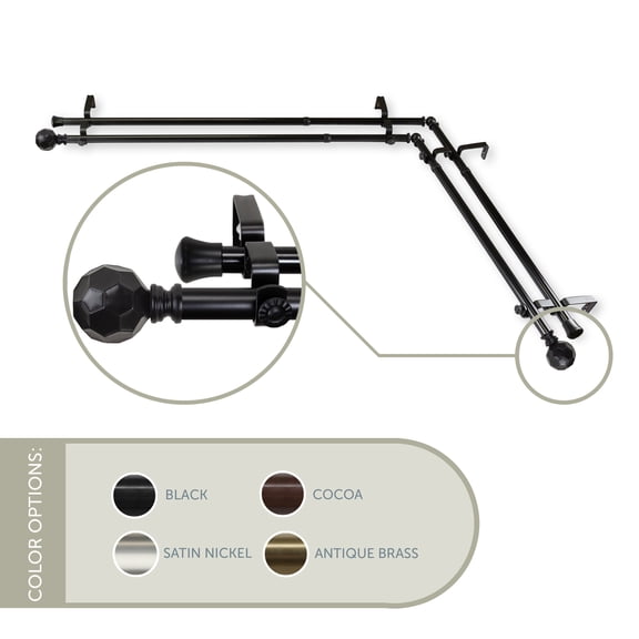 Domovina Reid 13/16-inch Double Corner Window Curtain Rod-Color:Antique Brass,Size:66-120"