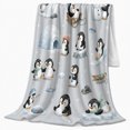 thumbnail image 2 of Cute Penguin Winter Snow Scene Playful Illustration, Festive Holiday Scene, Warm Flannel Blanket for Home Library and Reading Nook, Art Lovers Christmas Gift, Playful Home Decor, 2 of 9