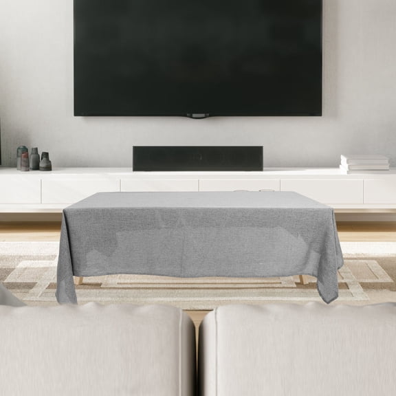 POPETPOP Elegant Dark Grey Linen Tablecloth Waterproof Fabric for Everyday Dining