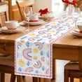 thumbnail image 5 of Rainbow Sunshine Table Runner 72 Inches, Rainy Cute Pink Border Bed Runner Dresser Scarves Tabletop for Indoor Outdoor Parties/Ceremony/Banquet, 18" x 72", 5 of 9