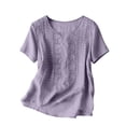 thumbnail image 5 of MEICHEN Women's Fashionable Casual Solid Color Pleated Cotton and Linen Tops Shirts and T Shirts Womens Summer Essentials Tops, 5 of 7