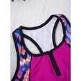 thumbnail image 5 of YEAHDOR Kids Girls 3Pcs Racer Back Tankini Swimsuit Floral Print Water Park Bathing Suit Rose Red 14, 5 of 7