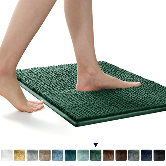 Subrtex Luxury Chenille Bathroom Rug Extra Soft and Absorbent Shaggy Rugs (Celadon,24"*60")