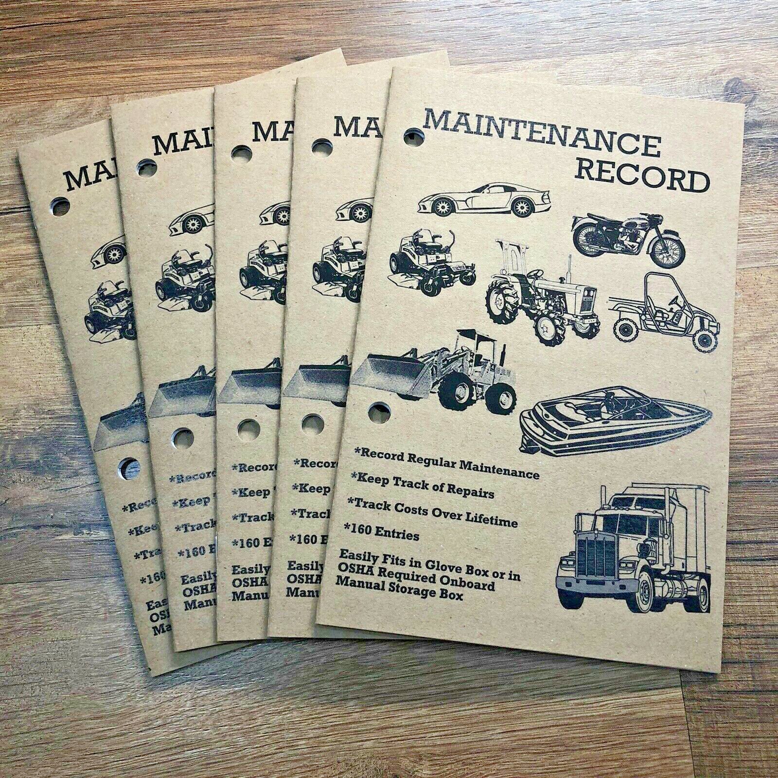 Service Record Book 5 Pak Maintenance Repair History ATV UTV Boat Truck Equip
