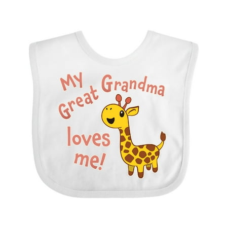 

Inktastic My Great Grandma Loves Me- Cute Giraffe Gift Baby Boy or Baby Girl Bib