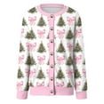 thumbnail image 6 of idosla Christmas Cardigan for Women Funny Fall Winter Retro Ethnic Sweater Tops Long Sleeve Open Front Button Down Knit Coats (Light Pink, XL), 6 of 6