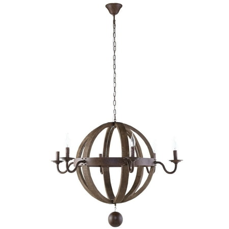 Modern Urban Contemporary Chandelier Light, Brown Wood