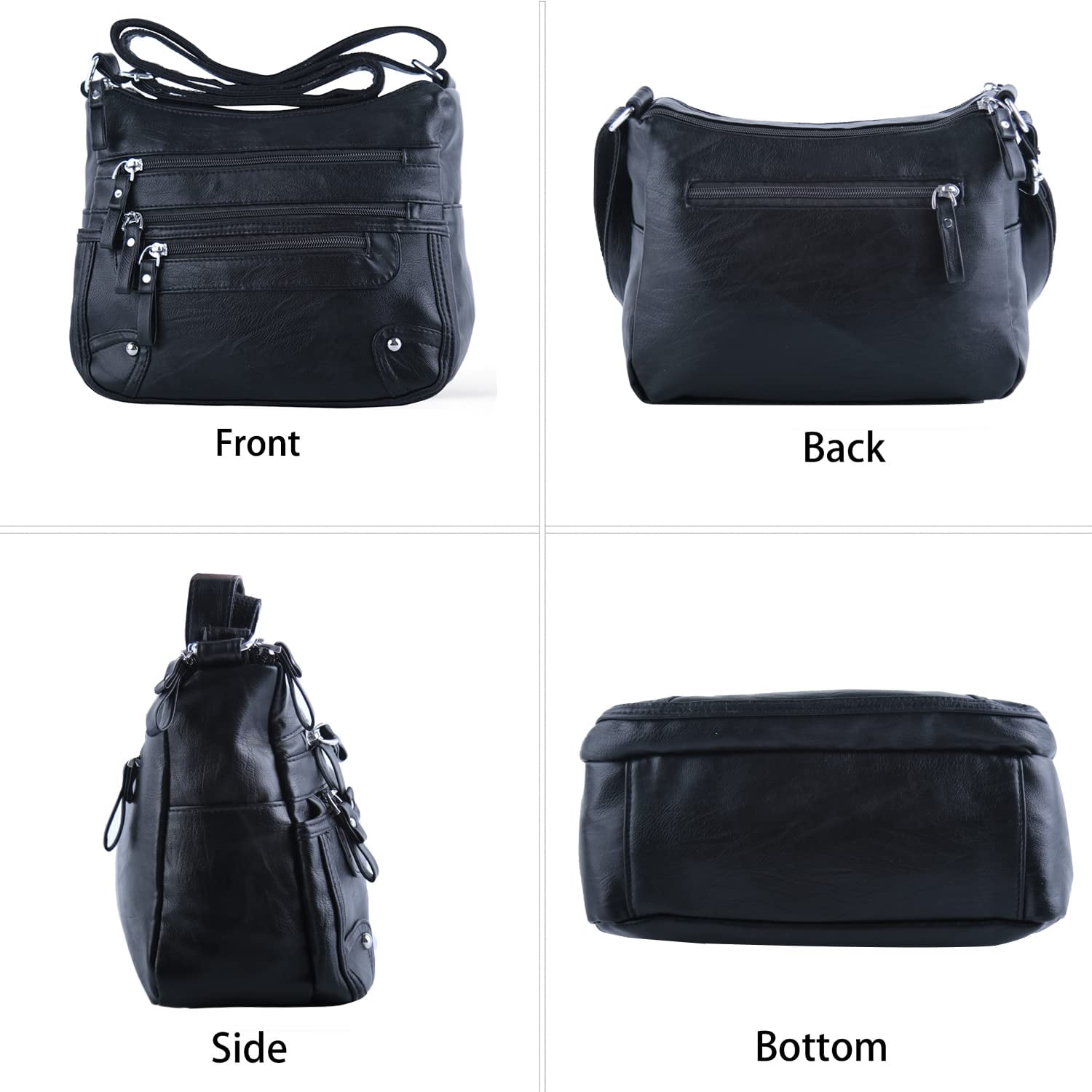 10 Pockets Crossbody Purses for Women Medium Pocketbooks Lightweight Ladies Satchel Bag Multi Pocket Shoulder Handbag