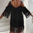 thumbnail image 4 of LYXSSBYX Womens Swimsuit Cover up Dress Women's Spring and Summer Solid Color Short Sleeve Shoulder Binding Comfy Tops, 4 of 5