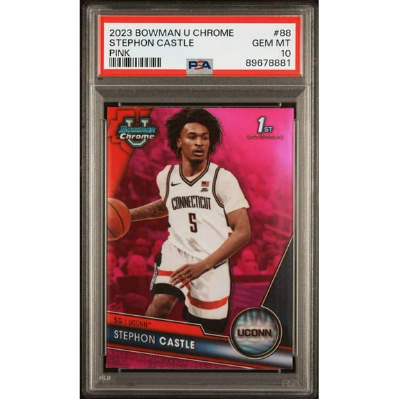 Graded 2023 Topps Bowman U Chrome Stephon Castle #88 Pink Rookie RC Basketball Card PSA 10 Gem Mint