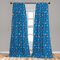 thumbnail image 4 of Ambesonne Nautical Curtains, Crab Characters Starfish, Pair of 28"x95", Azure Blue and Dark Peach, 4 of 4