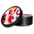 thumbnail image 1 of Silicone Non-Slip Drink Coasters with Removable Printed Absorbent Felt Pad - Set of 4 - Watercolor Flower Painting, 1 of 3