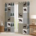 thumbnail image 2 of Homewish Safari Deer Bear Curtains Pack of 2 (42x84 Each) for Female Men Adults,Jungle Animal Curtains Blackout,Grey Plaid Checkered Bedroom Curtains,Lightweight Room Decor, 2 of 6