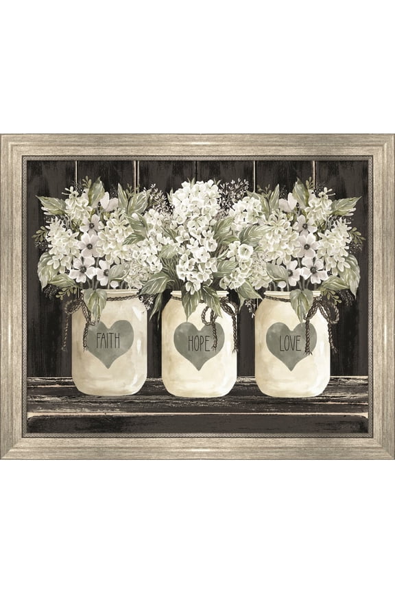 Faith, Hope, Love Crocks by Cindy Jacobs, Framed Wall Art, 25.5W x 21H