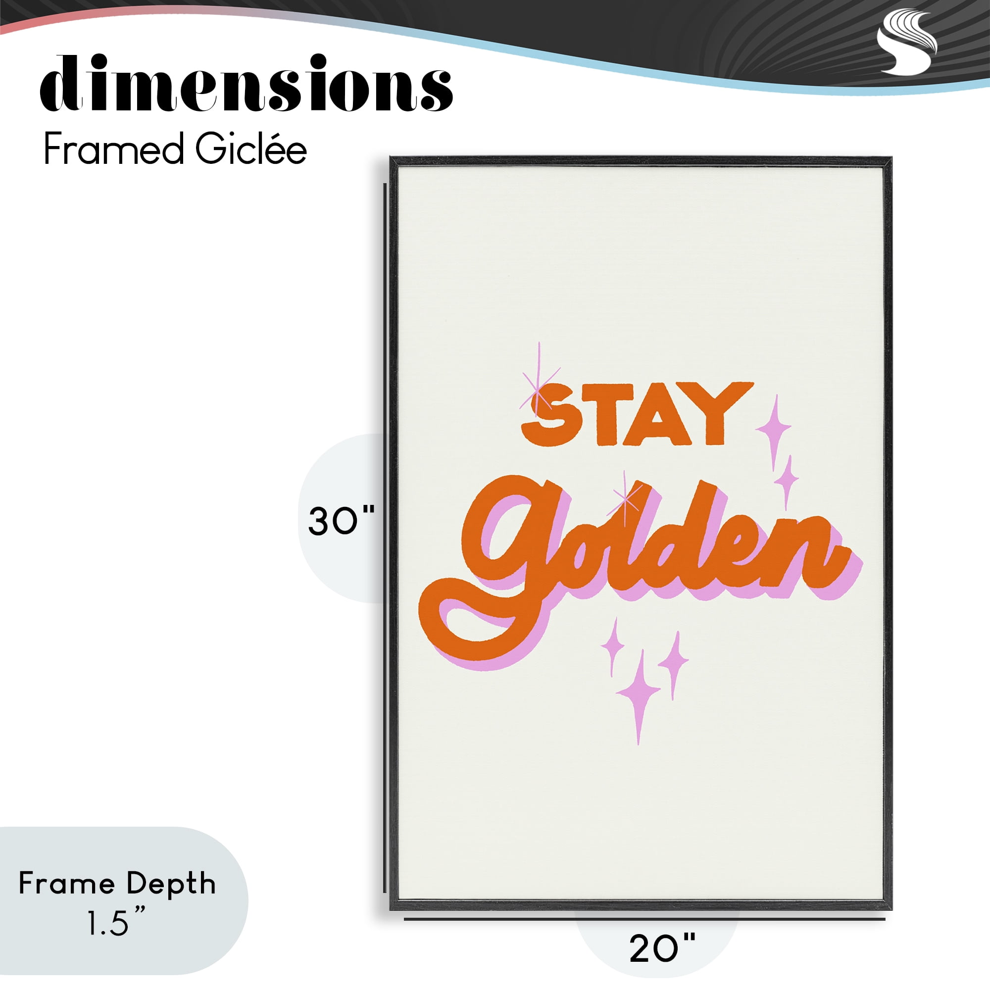 Stupell Industries Stay Golden Retro Letters Black Framed Giclee Art, design by Indira Prieto | IndySign