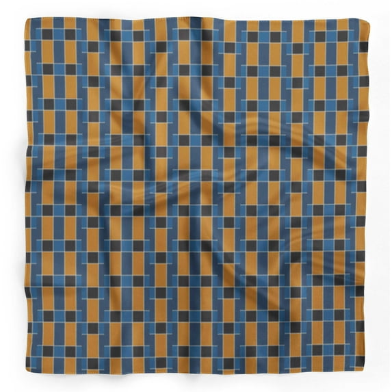 Bimba Gold Check Check Printed Pure Silk Scarf Neck Wrap Summer Hair Bandanas For Women 40 x 80 Inches