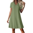 thumbnail image 3 of Horkkom A Line Dresses for Women V Neck Short Sleeve Zipper Mini Dresses Casual Beach Vacation Sundresses L, 3 of 9