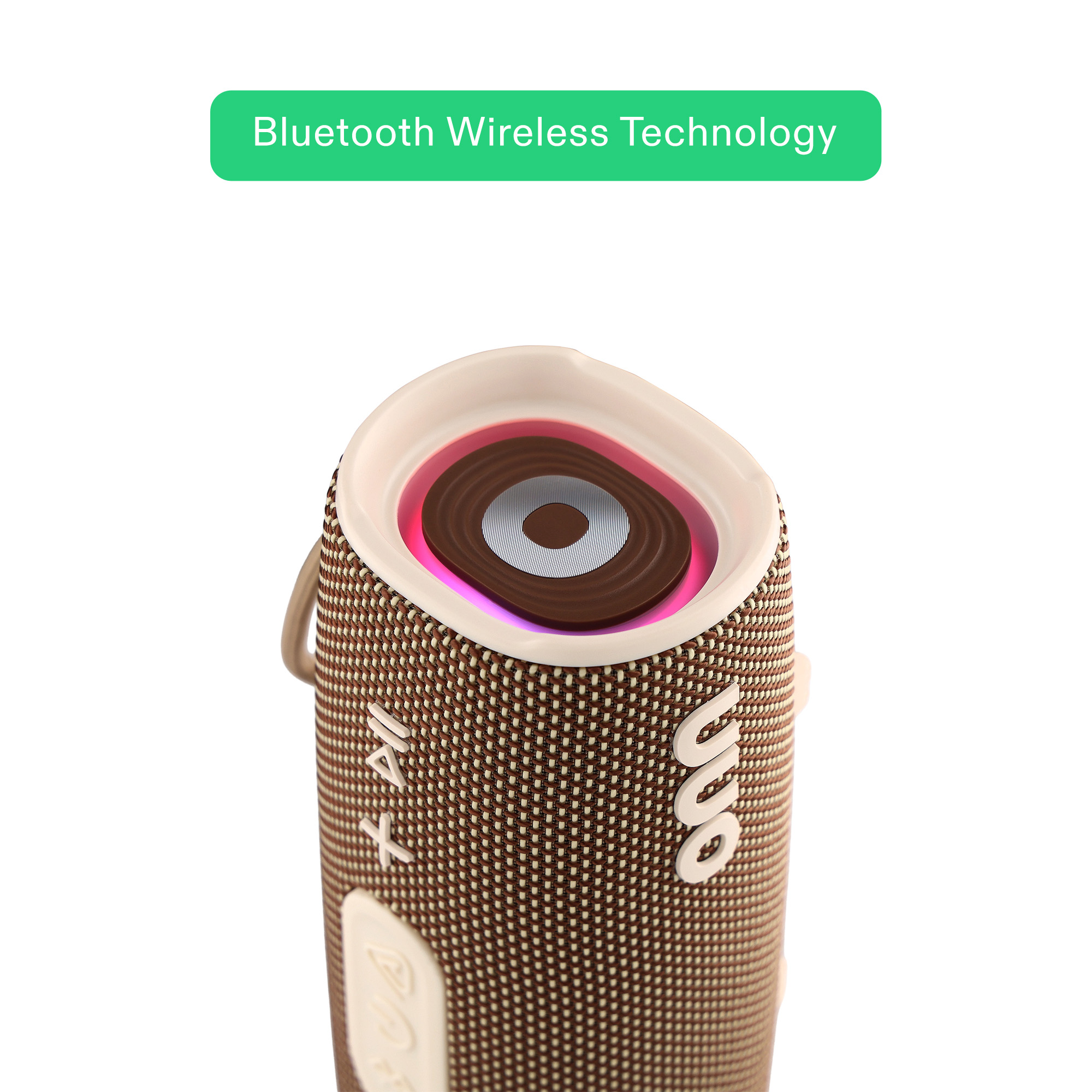 onn Medium Rugged Speaker with LED Lighting, Tan photo 3