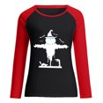 thumbnail image 4 of Moda mujer primavera patchwork impreso manga larga cuello redondo casual tee tops Pompotops FGAJ4796, 4 of 5