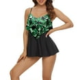 thumbnail image 4 of Oalirro Gift for Her Tankini Swimsuits for Women Women High Waisted Swimsuit Two Piece Ruffled Flounce Top with Ruched Bottom Swimwear Green, 4 of 7
