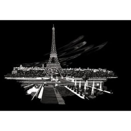 FAM3 Silver Foil Engraving Art Eiffel Tower