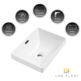 thumbnail image 3 of Los Flexi 17" x 13" Semi Recessed Rectangular Bathroom Sink with Overflow, Glossy White Ceramic Drop-In Basin, 3 of 13