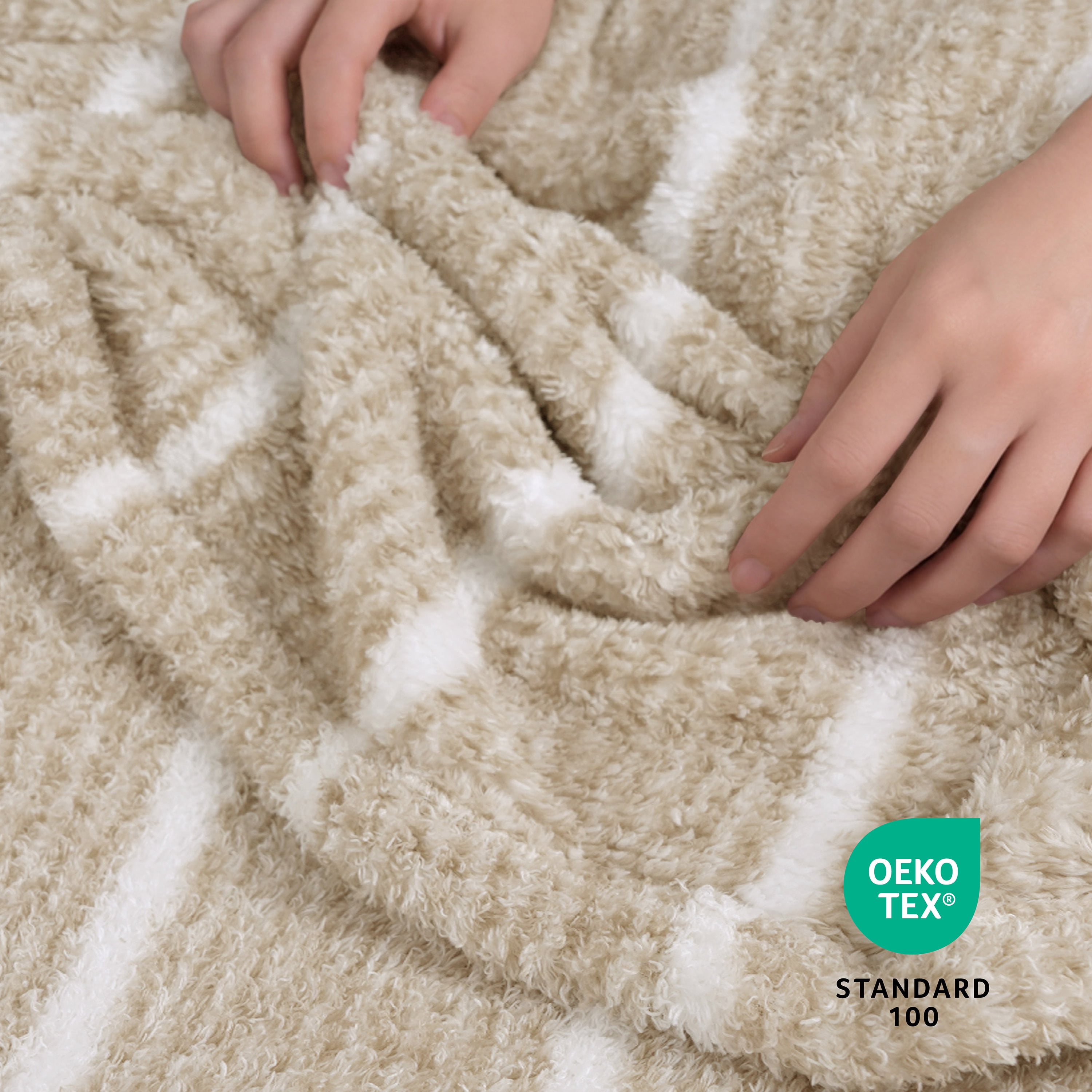 Regal Living Ultra Soft Cozy Knit Throw Blanket, Khaki Stripe, 90" x 90"