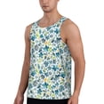 thumbnail image 2 of Gukieu Floral In Blue Print Men's Quick Dry Fitness Vest, Round Neck Sleeveless Fitness Bodybuilding Top-Small, 2 of 7