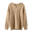 thumbnail image 2 of Suéter de invierno con cuello en V Gibobby para mujer Caqui XL, 2 of 4