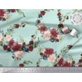 thumbnail image 3 of Soimoi Green Silk Fabric Ranunculus & Penoy Floral Print Print Fabric by the Yard 44 Inch Wide, 3 of 3